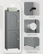 Bathroom Storage Cabinet, Small Corner Floor Cabinet with 2 Doors and Adjustable Shelf, Narrow Toilet Paper Cabinets, Bathroom Organizer for Small Spaces, 7.9" D x 9.8" W x 29.5" H Gray