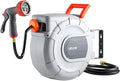 VEVOR Retractable Garden Hose Reel, 1/2 in x 50 ft, Wall Mounted Hose Reel with 9-Function Sprayer Nozzle and 180° Swivel Bracket, Any Length Lock, Automatic Slow Rewind System, for Garden Watering