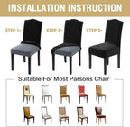 H.VERSAILTEX Velvet Dining Chair Covers Stretch Chair Covers for Dining Room Set of 4 Parson Chair Slipcovers Chair Protectors Covers Dining, Soft Thick Solid Velvet Fabric Washable, Black