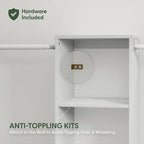 Furinno FANO Closet Organizers and Storage, 5-Tier Closet Storage Organizer with 3 Hanging Bars, Wardrobe Closet Shelf Towers, Adjustable Shelves, for Wardrobe, Bedroom, Living Room, White