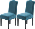 H.VERSAILTEX Velvet Dining Chair Covers Stretch Chair Covers for Dining Room Set of 2 Parson Chair Slipcovers Chair Protectors Covers Dining, Soft Thick Solid Velvet Fabric Washable, Peacock Blue