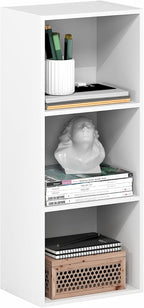 Furinno LUDER Book Shelf, 3-Cube Bookshelf, Bookcase with Open Shelves, 9.3 x 12 x 31.5, Easy Assembly, for Living Room, Bedroom, Home Office, White