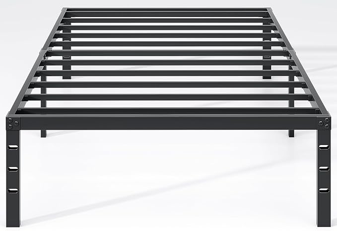 Metal Bed Frame,Twin Size Bed Frame with Storage Space,Heavy Duty Sturdy Mattress Foundation,Easy Assembly,No Box Spring Needed, Black,16 Inch,Twin