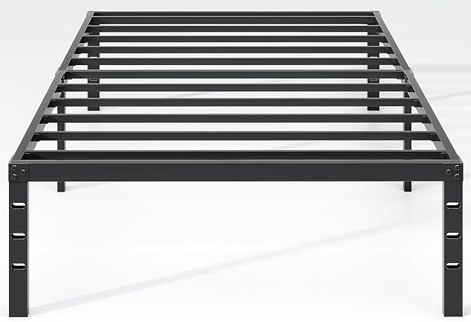Metal Bed Frame,Twin Size Bed Frame with Storage Space,Heavy Duty Sturdy Mattress Foundation,Easy Assembly,No Box Spring Needed, Black,12 Inch,Twin