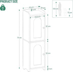 Bathroom Storage Cabinet, Small Corner Floor Cabinet with 2 Doors and Adjustable Shelf, Narrow Toilet Paper Cabinets, Bathroom Organizer for Small Spaces, 7.9" D x 9.8" W x 29.5" H Black