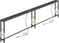 Huuger 110.2 Inch Sofa Table with Power Outlets, 23.9’’-34.4’’ Height Adjustable Range, Behind Couch Table with USB-C Ports, Sofa Tables Narrow Long, Skinny Console Table, for Small Spaces, Black