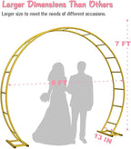 Queension Metal Arch Backdrop Stand 8Ft Wide 7Ft High, Wedding Arch Frame for Wedding Decorations, Balloon Arch Stand with Base for Ceremony, Outdoor Garden Arch Trellis for Climbing Plants, Gold