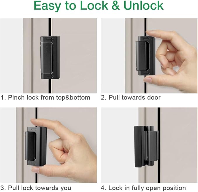 Home Security Door Lock Reinforcement - Child Proof High Security Door Locks with 3" Stop Withstand 800 lbs for Inward Swinging Front Door, Night Kids Safety Metal Flip Deadbolt Latch Defend Home
