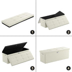 DocSafe Storage Ottoman Bench,Fireproof＆Waterproof Folding Bench with Lock(15”x 43”x15”),Leather Storage Chest with Handles＆2 Extra Boxes,Ottoman Safe for Bedroom,Living Room,Home Office,Beige