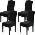 H.VERSAILTEX Velvet Dining Chair Covers Stretch Chair Covers for Dining Room Set of 4 Parson Chair Slipcovers Chair Protectors Covers Dining, Soft Thick Solid Velvet Fabric Washable, Black