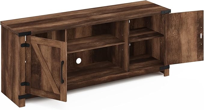 Furinno Cabinet Stand with Storage for TV up to 65 Inch, 70 Inch, Rustic Brown