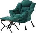 Tiita Lazy Chair with Ottoman, Green Modern Large Accent Chair, Comfy Leisure Sofa Armchair with Ottoman, Reading Chair with Footrest for Bedroom, Living Room, Dorm Rooms, Green