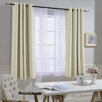 NICETOWN Room Darkening Curtains & Drapes - Window Treatment Thermal Insulated Solid Grommet Light Block Panels for Bedroom/Living Room, Beige, Set of 2, 52 by 72 Inch