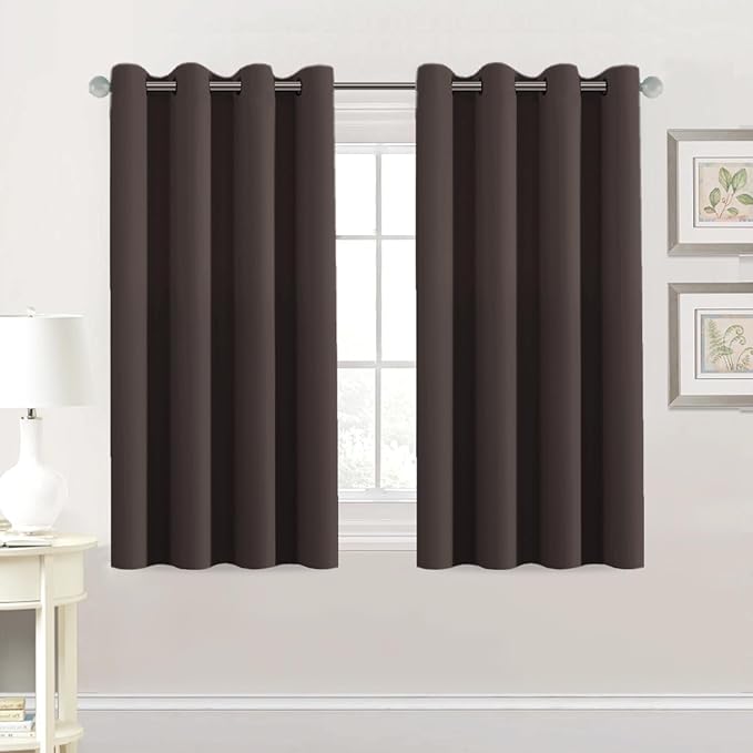 H.VERSAILTEX Premium Blackout Thermal Insulated Room Darkening Curtains for Bedroom/Living Room - Classic Grommet Top (2 Panels, Chocolate Brown, 52 Inch by 54 Inch)