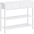HOOBRO 29.5" Narrow Console Table with 2 Fabric Drawers, Sofa Table, Small Entryway Table with 3-Tier Storage Shelves, Behind Couch Table, for Living Room, Hallway, White WW72XG01G1