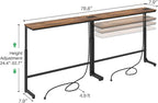 Kitstorack 2-Pack Rustic Brown Console Table, 7.9" Deep Panel, Adjustable Height (25"-33") & Built-in Power Outlets, Behind Sofa Couch, Includes 4.9' Power Cord - 79" L