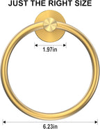 SetSail Towel Holder Screw-in Gold Towel Ring for Bathroom Wall Stainless Steel Hand Towel Holder for Bathroom, Kitchen Drill Hole