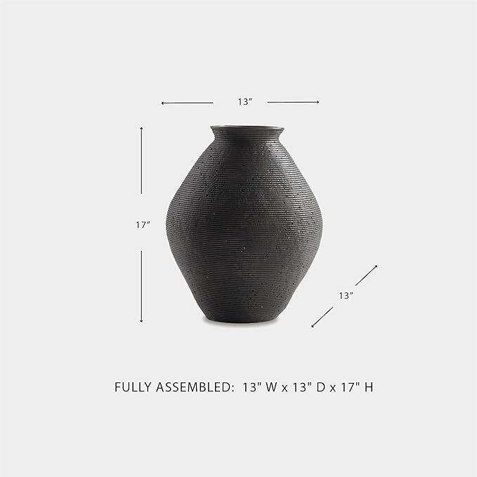 Signature Design by Ashley Hannela 17" Modern Distressed Polyresin Vase, Antique Brown