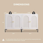 Modern Buffet Cabinet with Storage, 123.5" W Fluted Arched Sideboard Cabinet w/Adjustable Shelves, Wooden Modular Coffee Bar for Dining Room, Kitchen, Living Room, Entryway, White