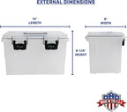 Sheffield 12767 XL Storage Bins With Lids, 4-Pack Stackable Storage Bins, Made in USA, Lockable and Water-Resistant Containers with Lids, Plastic Containers for Home, Classroom, and Dorm