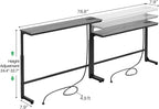 Kitstorack 2-Pack Dark Gray Console Table, 7.9" Deep Panel, Adjustable Height (25"-33") & with 2 Power Outlets, Behind Sofa Couch Table, Use Together or Separately, 79" L