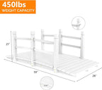 VINGLI Garden Bridge, Classic Wooden Bridge with Safety Rails, Decorative Arched Footbridge (White, 5 ft)
