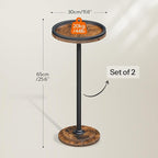 HOOBRO Small Round Side Tables, Set of 2, Drink Tables, Coffee Martini Tables with Pedestal Accent for Small Spaces in Living Room, Bedroom, Sofa Couch, Rustic Brown BF168BZP201