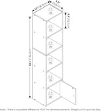 Furinno LUDER Book Shelf, 5-Tier Modern Bookshelf, Bookcase with 1 Door Storage Cabinet, 9.3 x 12 x 52, for Organization and Storage, for Living Room, Bedroom, Home Office, French Oak