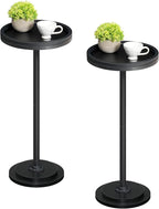 HOOBRO Small Round Side Tables, Set of 2, Drink Tables, Coffee Martini Tables with Pedestal Accent for Small Spaces in Living Room, Bedroom, Sofa Couch, Black BB168BZP201