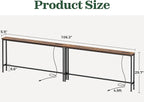 SUPERJARE 106.3 Inch Sofa Table with Power Outlets and USB-C Ports, 5.9 Inch Narrow Console Tables, Entryway Hallway Couch Tables with Storage, Behind Sofa, Small Spaces, Living Room, Rusitc Brown
