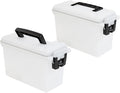 Sheffield 12793 2-Pack Ammo Storage Box, Stackable .30 Cal Field Boxes, Water and Dust Resistant, Lockable Storage Box with Handle, Secures Hunting Gear, Supplies, and Bullets, Made in USA, Frost