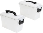 Sheffield 12793 2-Pack Ammo Storage Box, Stackable .30 Cal Field Boxes, Water and Dust Resistant, Lockable Storage Box with Handle, Secures Hunting Gear, Supplies, and Bullets, Made in USA, Frost