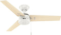 Hunter 44 inch Outdoor or Indoor Ceiling Fan No Light - White Ceiling Fan without Light, For Patio, Porch, Garage, or Living Room, Standard Mount, 3 Blades, Pull Chain - Cassius 50262, Fresh White