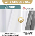 H.VERSAILTEX 100% Blackout Curtains for Bedroom Thermal Insulated Linen Textured Curtains Heat and Full Light Blocking Drapes Living Room Curtains 2 Panel Sets, 52x45 - Inch, Pure White