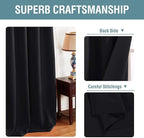H.VERSAILTEX Blackout Curtain for Living Room Thermal Insulated Window Treatment Curtain 54 inch Length Energy Saving Solid Grommet Top Blackout Drape, One Panel, Jet Black, 52" W x 54" L