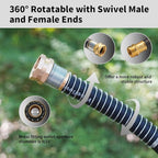 WiseFlow Garden Hose 50FT x 3/4", Heavy Duty Rubber Hose, Water Hose with Five Layered Braiding, Male Female Fittings, 1000PSI Burst, 300PSI Working (Black)