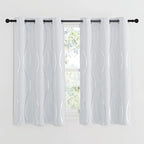 NICETOWN Greyish White Wave Line Printed Curtain 2 Panels Set for Cafe, 42 by 54, Room Darkening Window Treatment Thermal Insulated Grommet Top Drapes for Bedroom