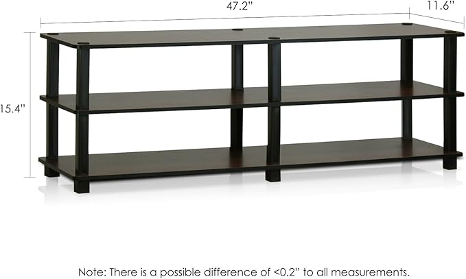 Furinno TURN-S-TUBE TV Stand, 3-Tier Open Frame Design Entertainment Center, TV Console for TV up to 46 Inch, Toolless Assembly, for Living Room, Bedroom, Dark Brown