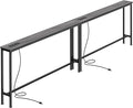 SUPERJARE 102.4 Inch Sofa Table with Power Outlets and USB-C Ports, 5.9 Inch Narrow Console Tables, Entryway Hallway Couch Tables with Storage, Behind Sofa, Small Spaces, Living Room, Grey