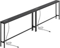 SUPERJARE 110.2 Inch Sofa Table with Power Outlets and USB-C Ports, 5.9 Inch Narrow Console Tables, Entryway Hallway Couch Tables with Storage, Behind Sofa, Small Spaces, Living Room, Black