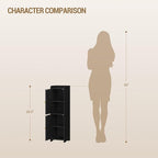 Bathroom Storage Cabinet, Small Corner Floor Cabinet with 2 Doors and Adjustable Shelf, Narrow Toilet Paper Cabinets, Bathroom Organizer for Small Spaces, 7.9"D x 7.9"W x 29.5"H Rattan Black