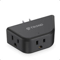 TROND 2 Prong to 3 Prong Outlet Extender, 3-Way Angled Plug Adapter with 3 AC Sockets, Wall Splitter for Non-Grounded Outlets in Old House, Cruise Ship Travel Essentials, Black