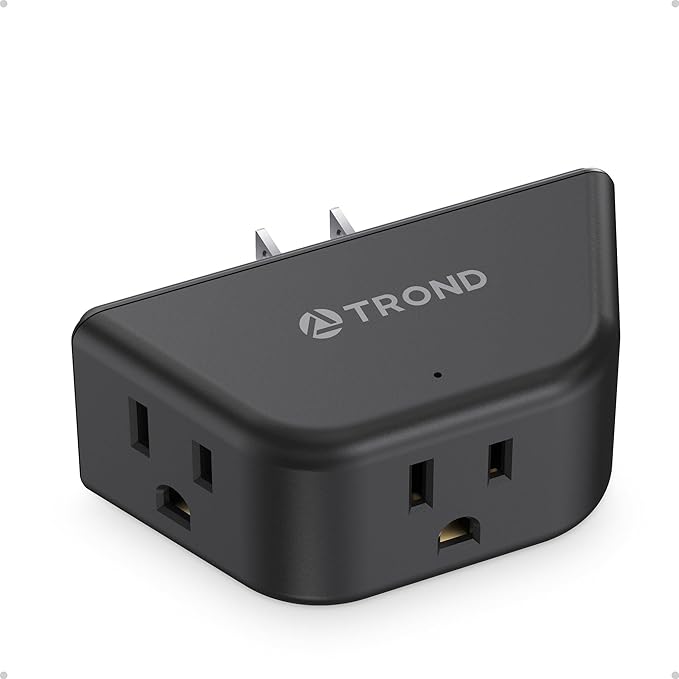 TROND 2 Prong to 3 Prong Outlet Extender, 3-Way Angled Plug Adapter with 3 AC Sockets, Wall Splitter for Non-Grounded Outlets in Old House, Cruise Ship Travel Essentials, Black