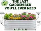Plant & Plot Galvanized Raised Garden Beds Outdoor // 4×2×1 ft (2-Pack) Planter Raised Beds for Gardening, Vegetables, Flowers // Large Metal Garden Box // Patented Tool-Free Design (Light Gray)