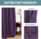 H.VERSAILTEX Blackout Curtains 63 Inch Length Purple Drapes Curtains Elegant for Living Room, Thermal Insulated Small Curtain for Winter/Christmas Holiday, Grommet Top, One Panel, 52" W x 63" L