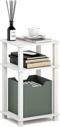 Furinno JUST Side Table, 3-Tier Open Shelf End Table, Toolless Assembly Night Stand, Bedside Table with Square Tube, for Living Room, Bedroom, White