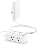 Flat Extension Cord with Outlet Cover, Olcorife Flat Plug Power Strip with 6 Outlets and 3 USB Ports, 2000 Joules Surge Protector, 10 FT Cord Hidden Outlet Extender for Tight Spaces