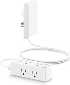 Flat Extension Cord with Outlet Cover, Olcorife Flat Plug Power Strip with 6 Outlets and 3 USB Ports, 2000 Joules Surge Protector, 10 FT Cord Hidden Outlet Extender for Tight Spaces