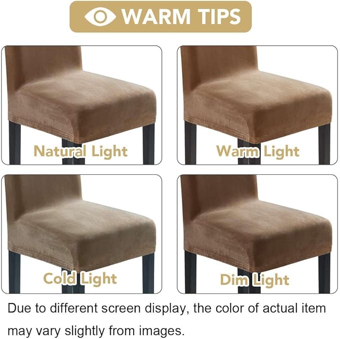 H.VERSAILTEX Velvet Dining Chair Covers Stretch Chair Covers for Dining Room Set of 2 Parson Chair Slipcovers Chair Protectors Covers Dining, Soft Thick Solid Velvet Fabric Washable, Camel