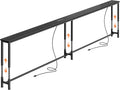 Huuger 102.4 Inch Sofa Table with Power Outlets, 23.9’’-34.4’’ Height Adjustable Range, Behind Couch Table with USB-C Ports, Sofa Tables Narrow Long, Skinny Console Table, for Small Spaces, Black